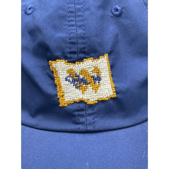 Smathers & Branson Gold w/ Key Fish Needlepoint Blue Baseball Hat Rare - Picture 2 of 7